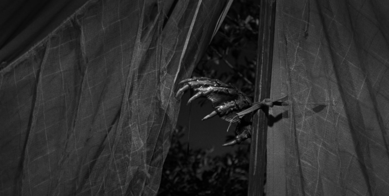 A claw reaches into a tent