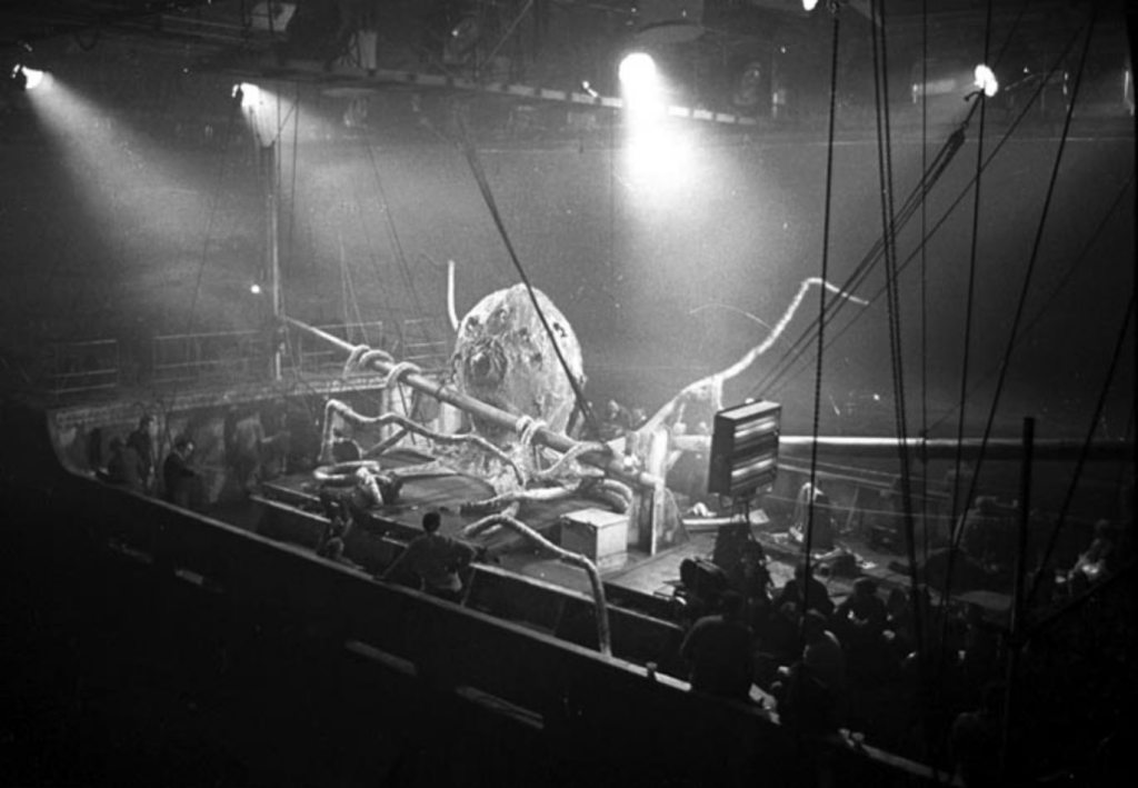 Behind the scenes shot of the cyclopean octopus creature