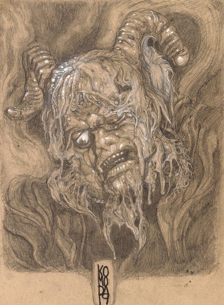 A commission Paul did of the melting Ernest Borgnine from THE DEVIL'S RAIN