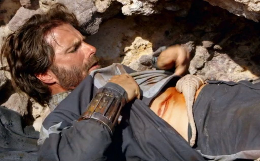 Sand Slug Creature chews on the human!