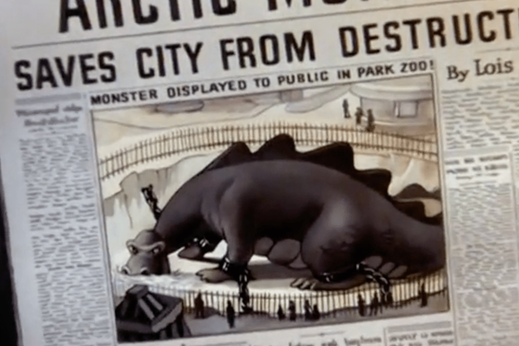 The dino is put on display