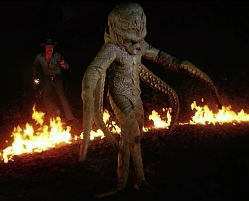 In the film the fire 'sucks' the air from around Octaman: great science!