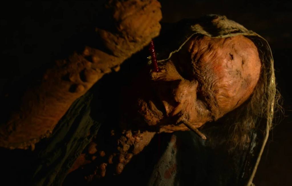 The undead grandmother doesn’t like spikes jammed through her face!