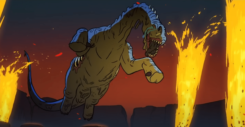 Zombie sauropod and lava too!