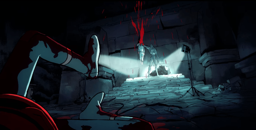 Geyser of blood from victim!