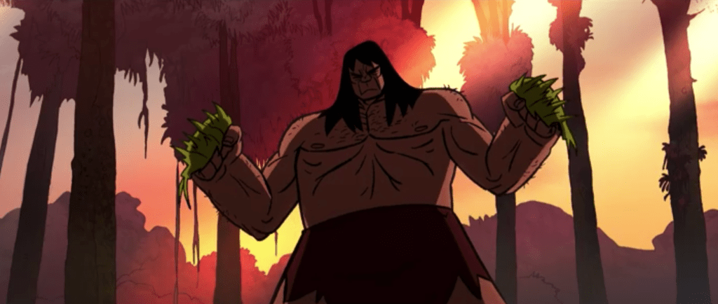 Spear uses the spiky carapaces of green bugs as knuckledusters!