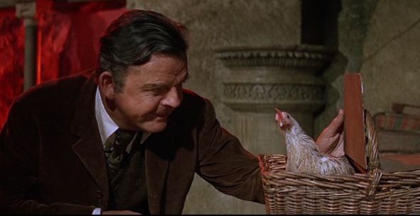 David Tomlinson and Herbert the chicken