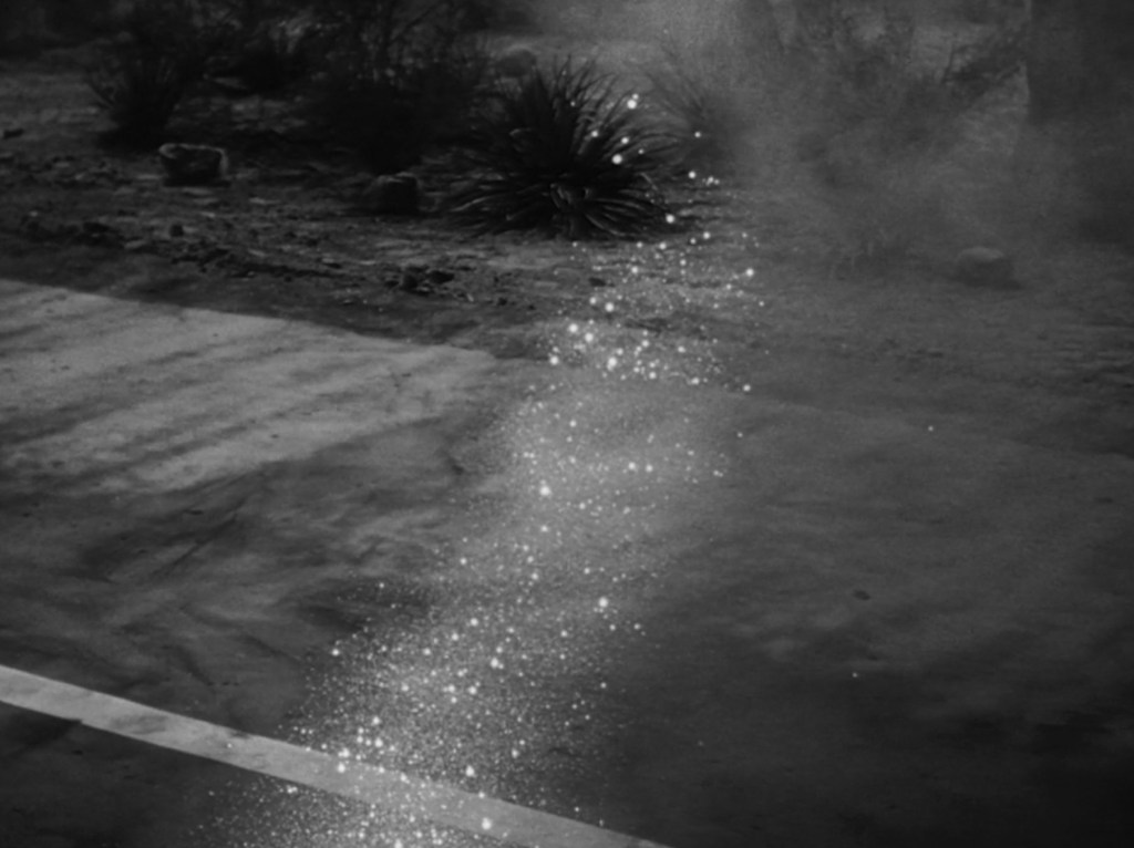 A glittery trail left by an extraterrestrial