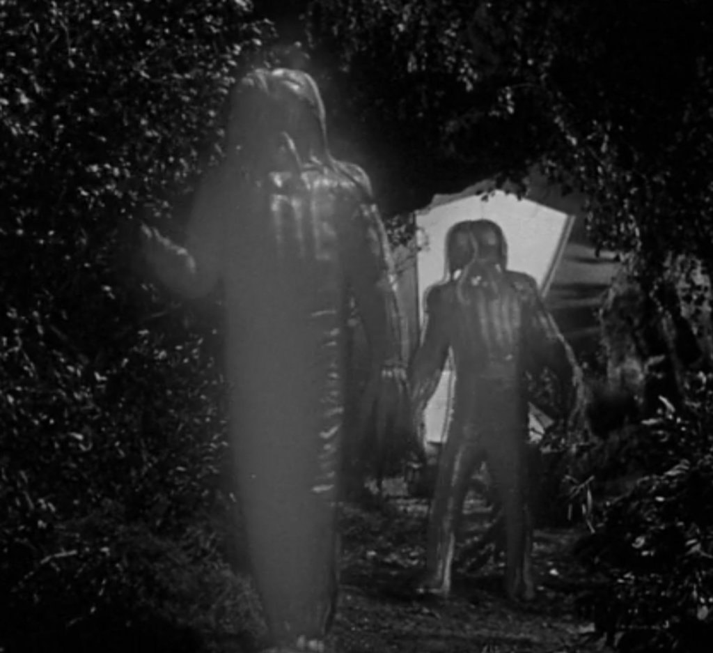 Exiting their hidden craft