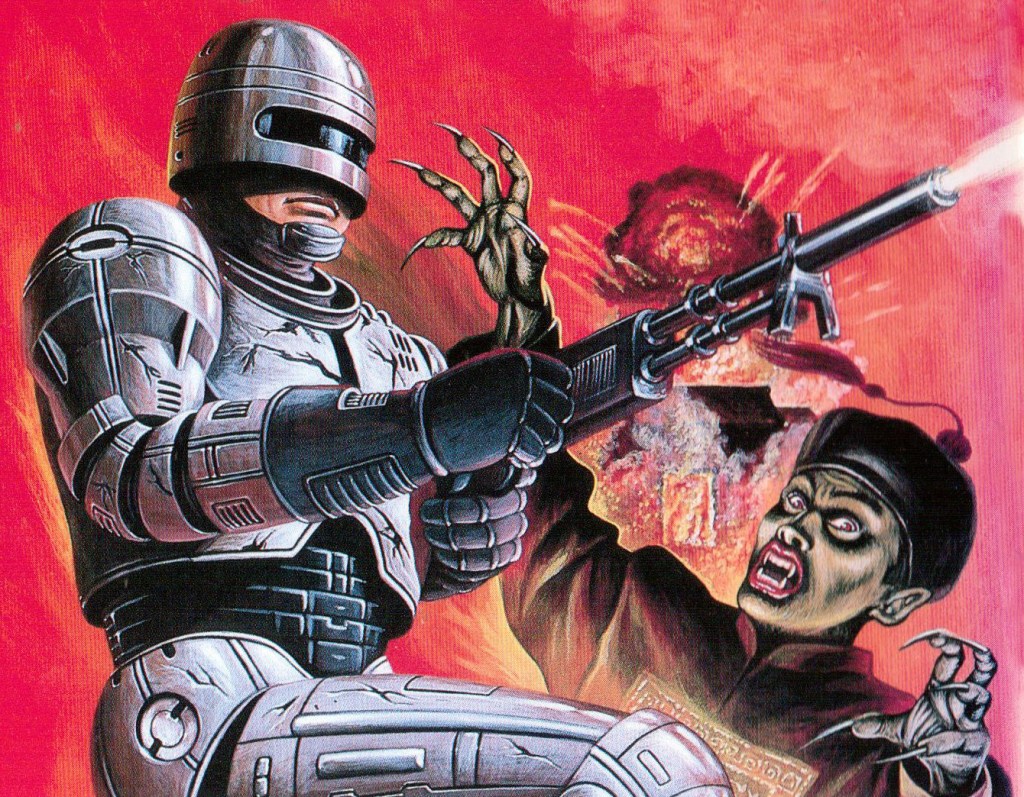 Robocop rip-off dude versus hopping vampires!