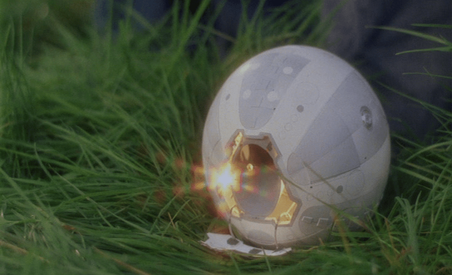 A close-up of the Glitterball’s mini-spacecraft