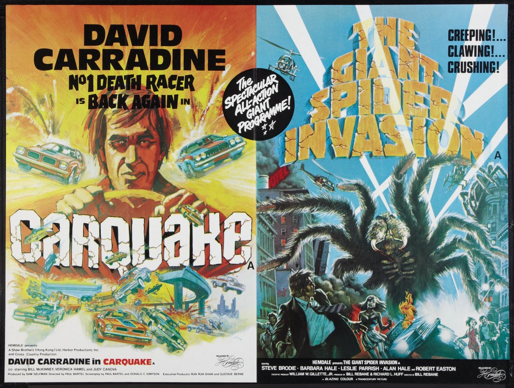 Another double bill I went to see at the cinema, but for some reason my cousin and I had to leave before Carquake started, so we only caught The Giant Spider Invasion