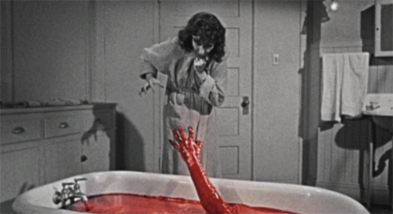 Bloody hand in bath!