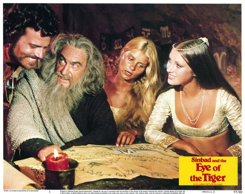 Lobby card - Patrick Wayne, Patrick Troughton, Taryn Power and Jane Seymour