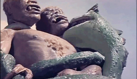 Two-headed giant vs sea creature!