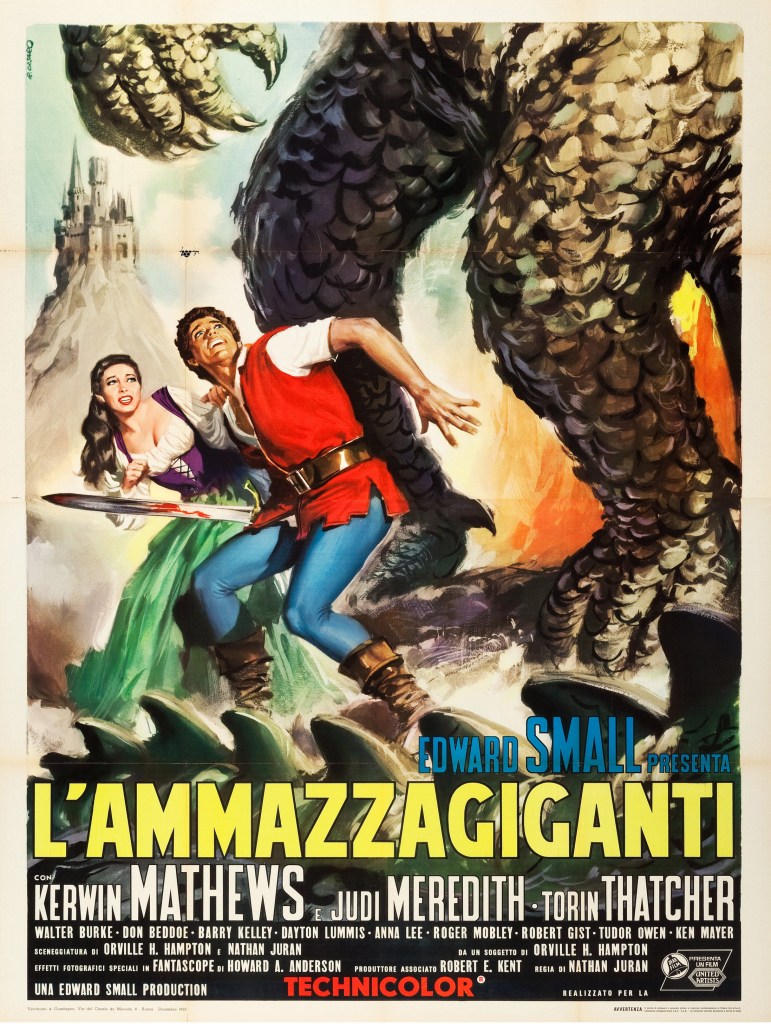 Italian poster. Okay, that scaly, big creature doesn't appear in the movie, but this is an amazing painting by Renato Casaro!