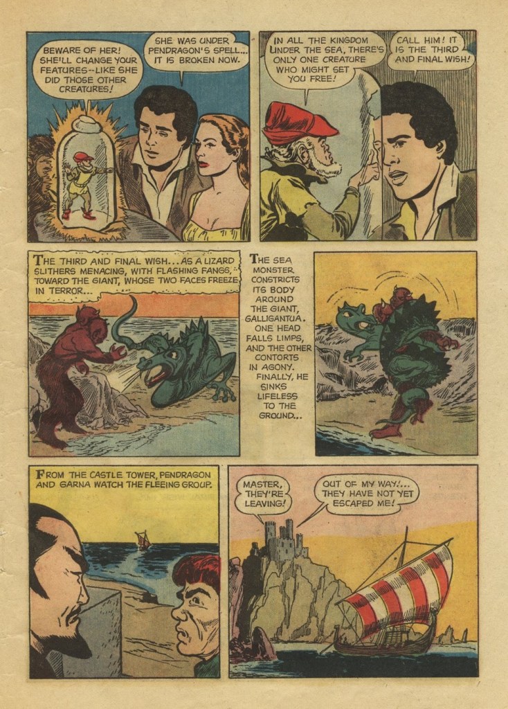 The sea monster is quite different-looking in this comic adaptation