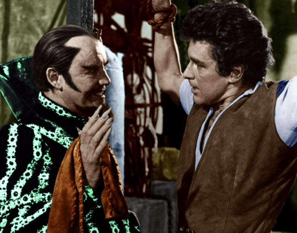 Torin Thatcher (Boo! Hiss!) and Kerwin Mathews (hooray!)