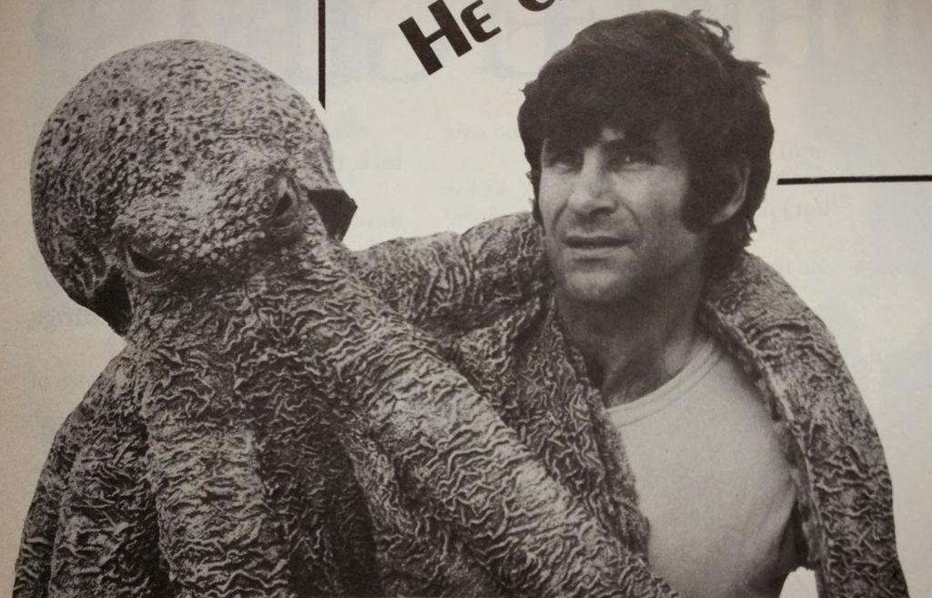 Pic of Roger with one of his octopus models that featured in the magazine FILM REVIEW in September 1978