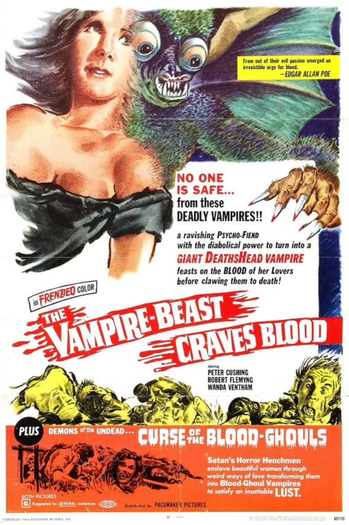 THE BLOOD BEAST TERROR is also known as THE VAMPIRE BEAST CRAVES BLOOD