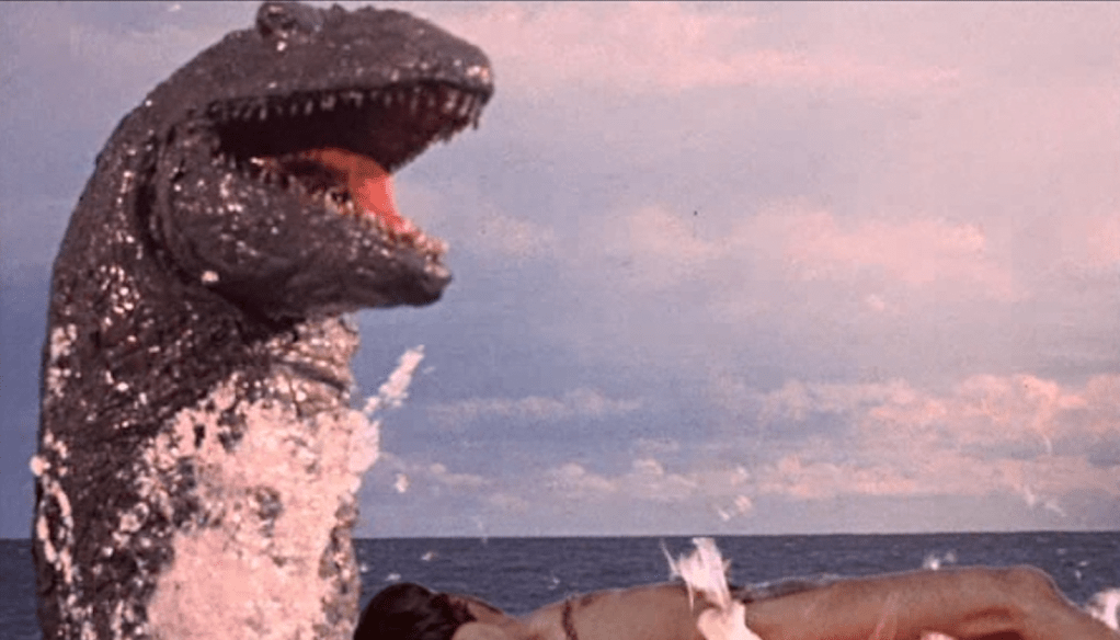 The Tylosaur splashes to the surface!