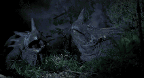 The Styracosaurs before they get blasted by the submarine