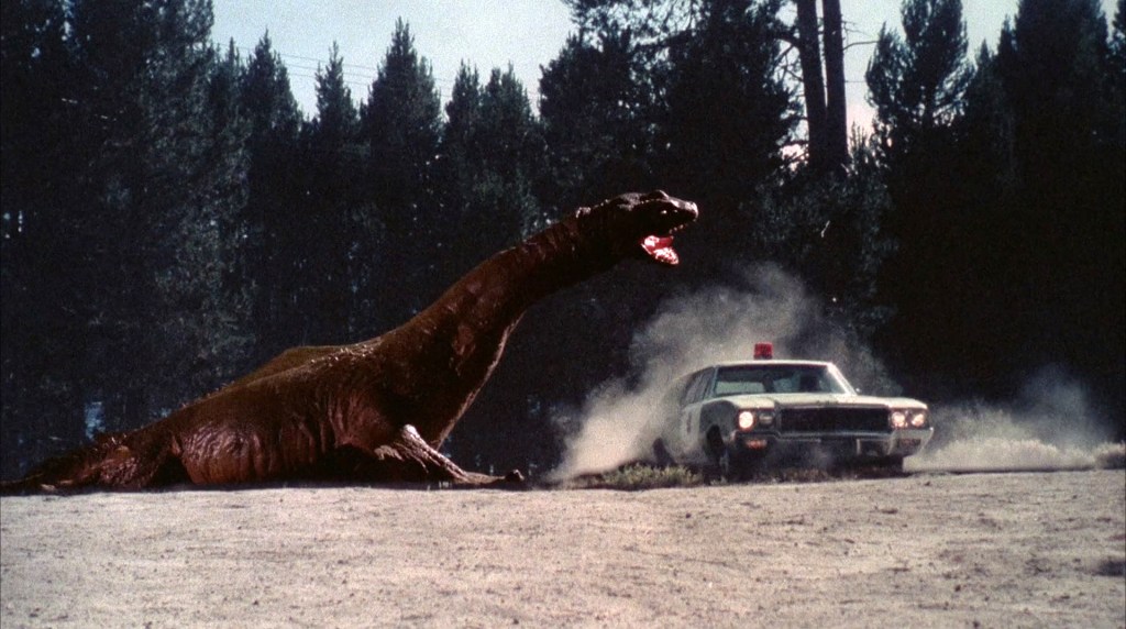 Plesiosaur chases cop car!