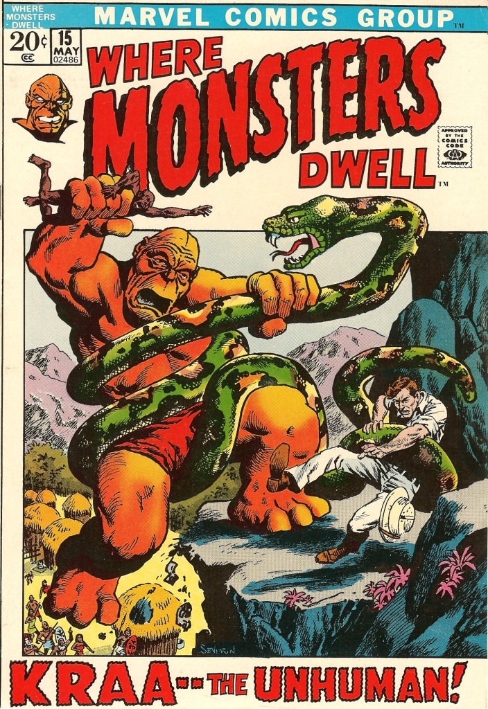 Monster fight! Where Monsters Dwell Vol 1 Issue #15 - cover art by John Severin