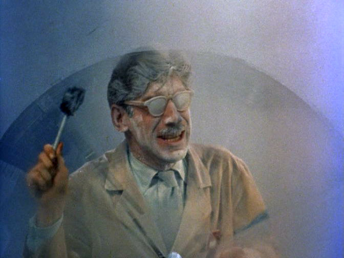 A hapless scientist is trapped in his own freezer room