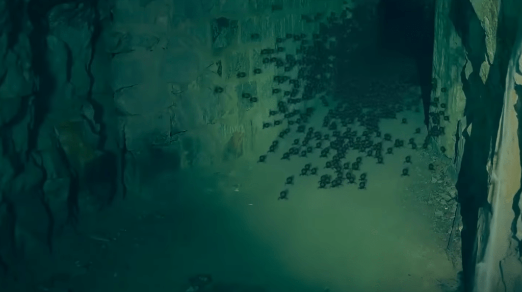 A swarm of mini spider creatures