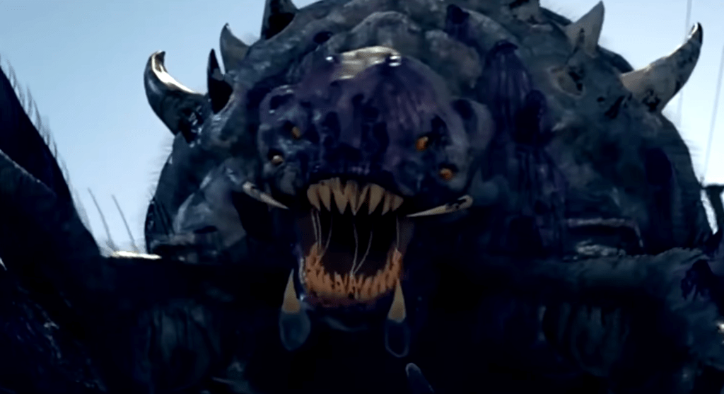 Spike-backed arachnid monster with teeth!