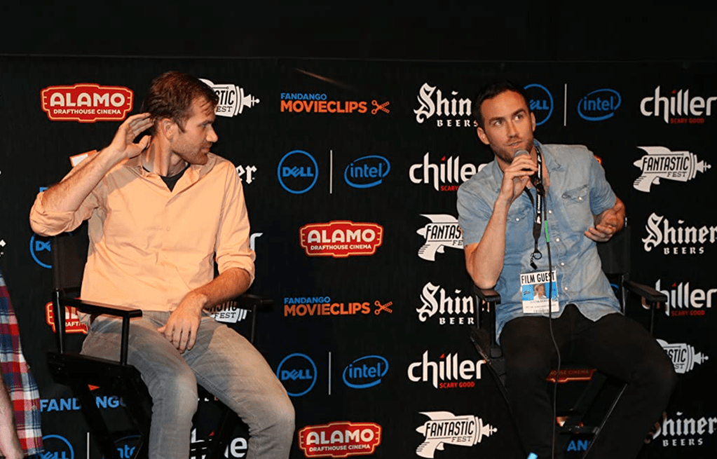 Aaron Moorhead and Justin Benson at an event for SPRING