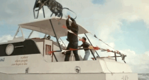 Ants attack the boat that the characters used to reach the beach, so everyone must head through the swamp to escape