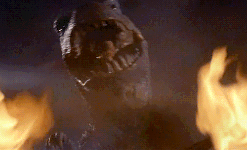 The Tyrannosaurus doesn't like fire!