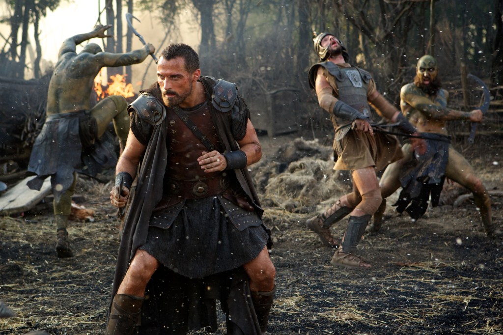 Autolycus in action during the battle with the green-painted Bessi tribesmen