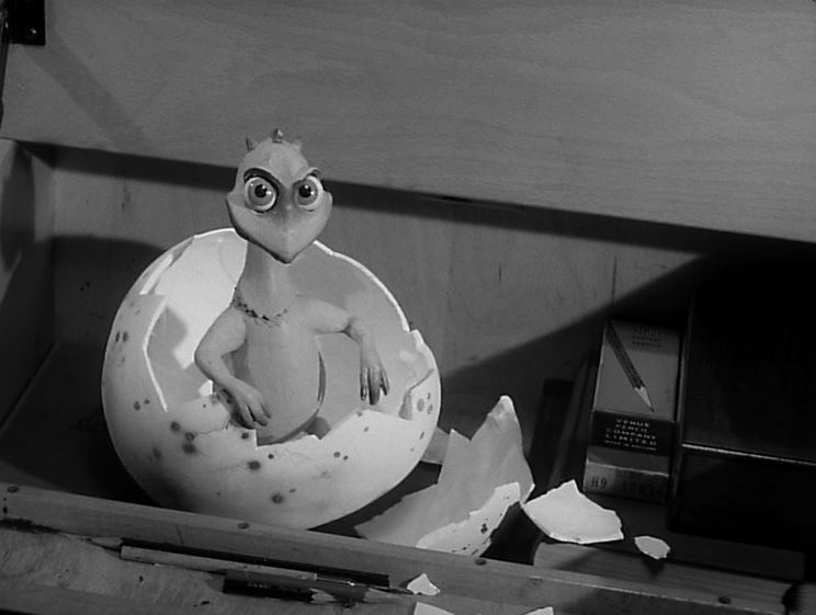 Stop-motion puppet of Beauty as a hatchling