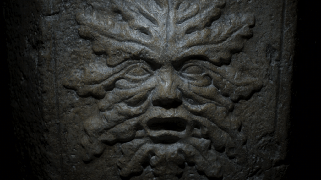 The Green Man sculpture on the church font