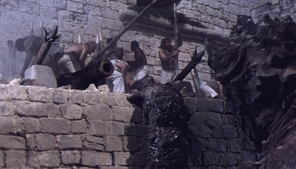 A zaarg gets up close and personal with some of the city's defenders