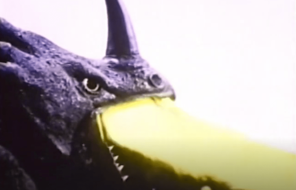 A super-styracosaurus can emit yellow beams from its mouth!