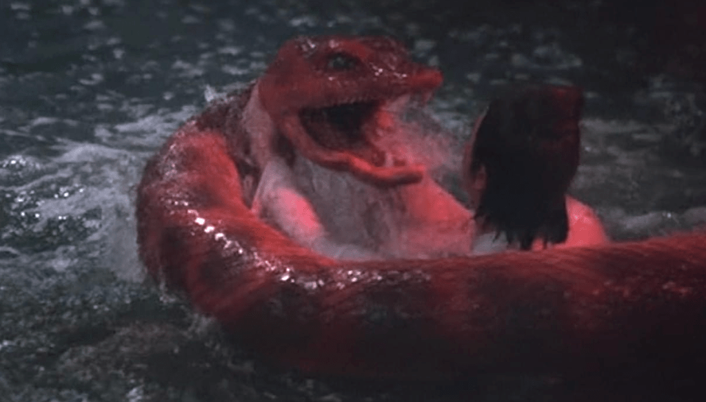 Man versus giant red snake!