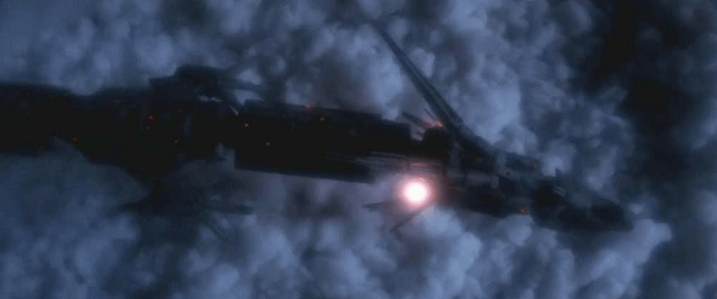 The 'dragon' ship flies out of the clouds