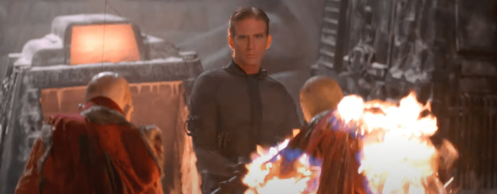 The nasty extraterrestrial dude sets monks aflame