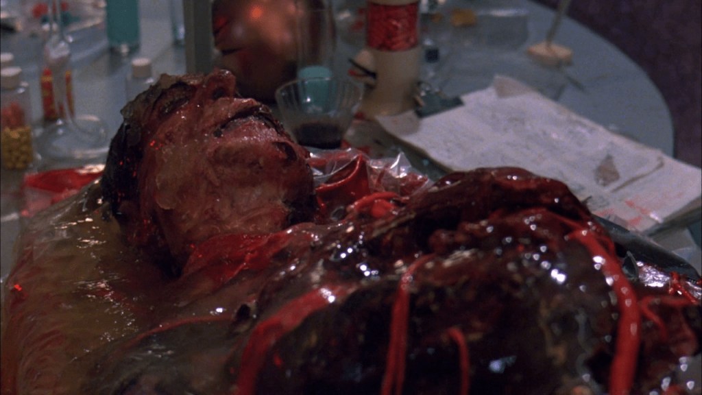 A gunged-up and splattery corpse