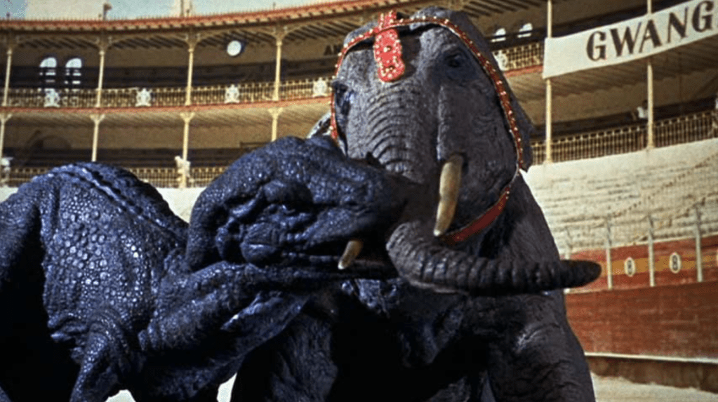 Dinosaur versus elephant!