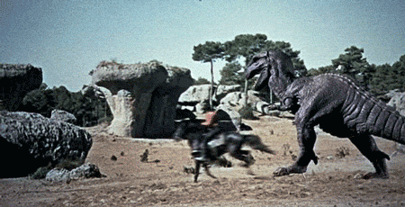 Gwangi snags a cowboy! Yum yum!