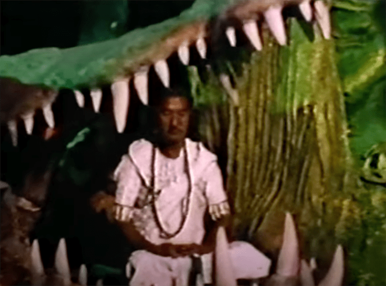 Master Cooper dwells on his golden cave, sitting within the skeletal jaws of a croc