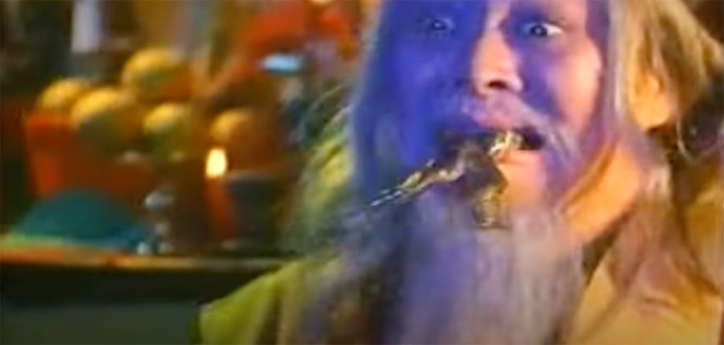 When in the guise of a monk, the snake demon gobbles-up a bunch of frogs!