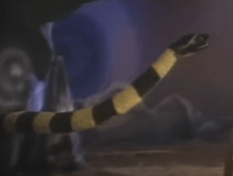 At one point the demon becomes a large, striped snake