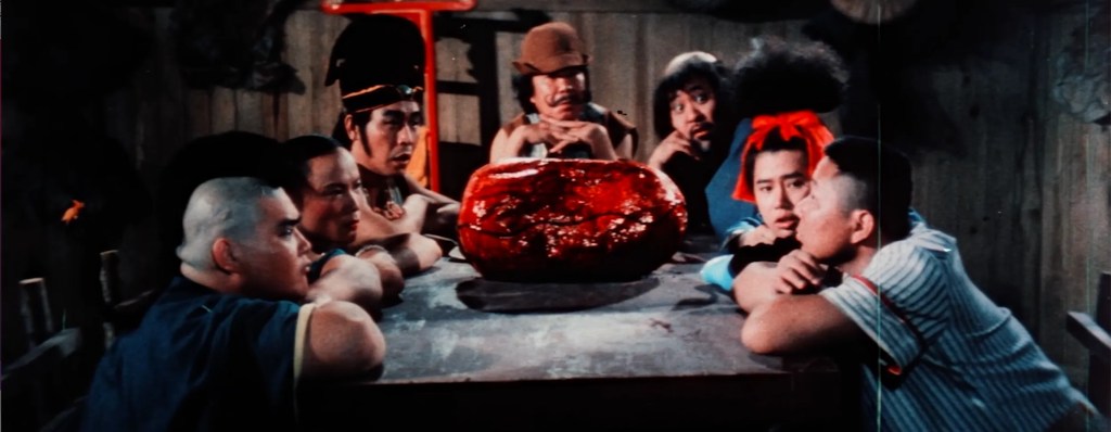 
The seven dwarves contemplate the flesh-blob