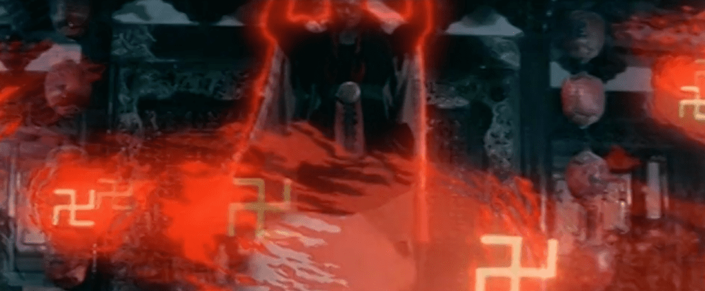 ...which causes cartoon swastikas to fly everywhere!